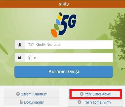 Yeni Çiftçi Kaydı