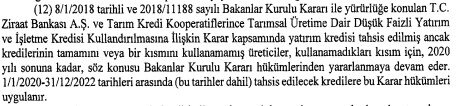 Tarım Kredisi 2020 Kullanımı