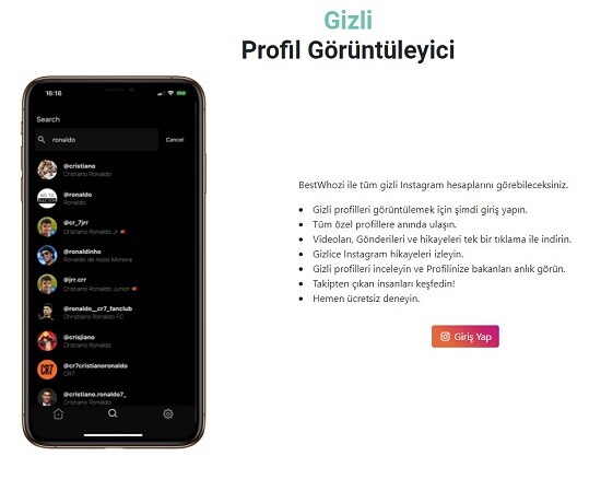 Instagram Gizlilik Hesap Görme bestwhozi Sitesi