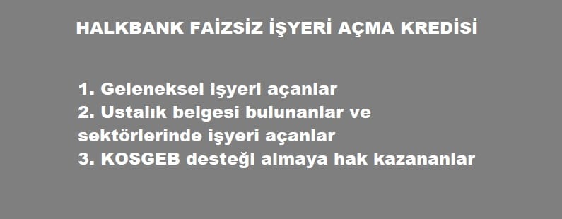 işyeri açma kredisi şartları