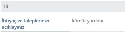 Kömür Yardımı Başvuru