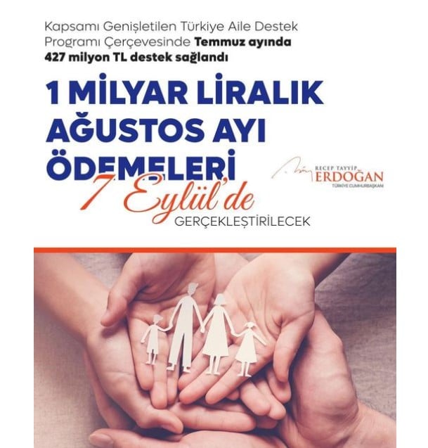 Aile Destek Programı Ödeme Tarihleri 7 Eylül