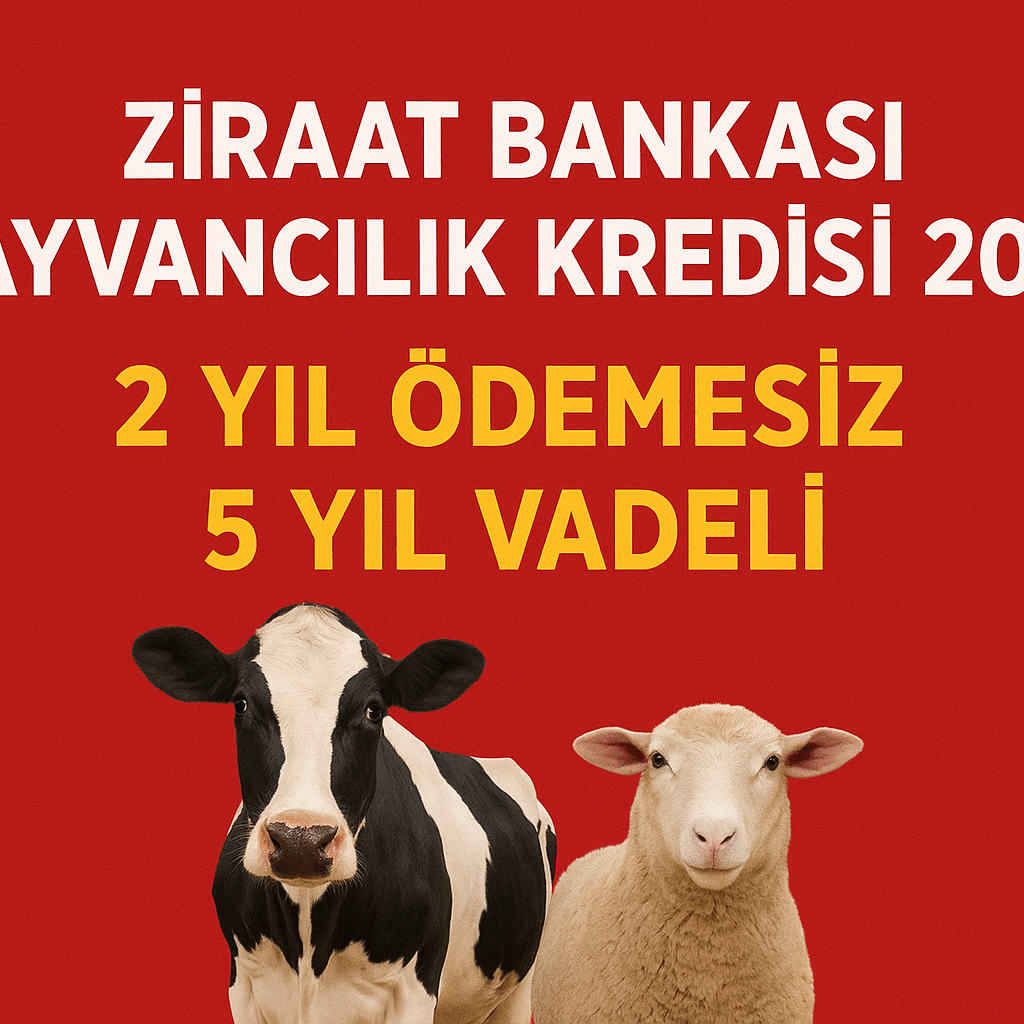 2 Yıl Ödemesiz 5 Yıl Vadeli Ziraat Bankası Hayvancılık Kredisi 2025