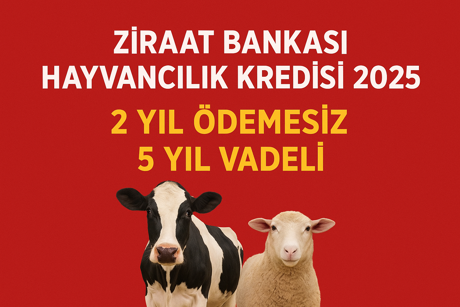 2 Yıl Ödemesiz 5 Yıl Vadeli Ziraat Bankası Hayvancılık Kredisi 2025